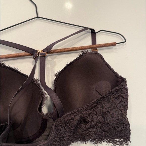 Aerie Push Up Real Power Plunge Elegant Lace Women's Bra - Brown 38B - Picture 5 of 8